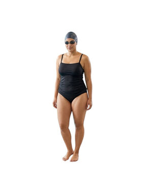 Speedo Endurance Plus Shirred One Piece Swimsuit Black Size 24 NWT